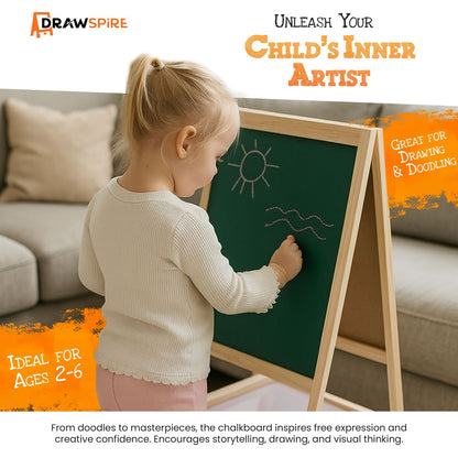 Wooden Kids Drawing Board (Double-Sided) Ages 2-8