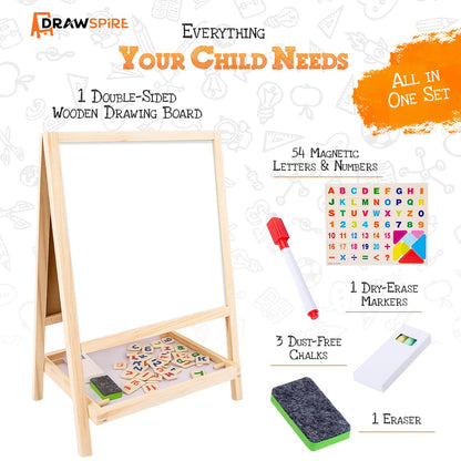 Wooden Kids Drawing Board (Double-Sided) Ages 2-8